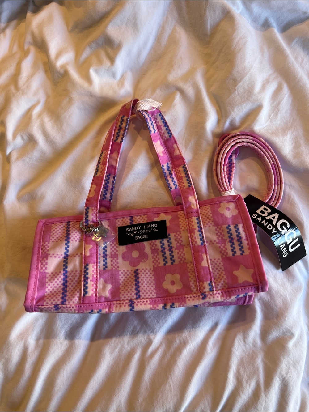 BAGGU x Sandy Liang Mini Nylon Market Bag (Market Plaid Pink) SOLD OUT